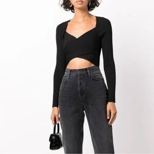 Alice + Olivia Annis Twist Front Cropped Pullover Top
